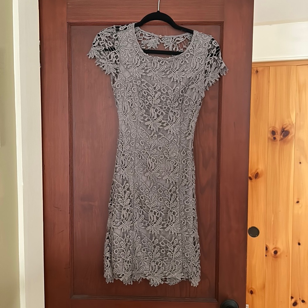 Lulus purple lace detail mini dress
